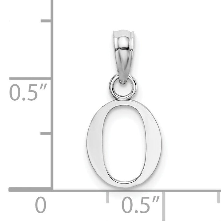 14K White Gold Block Design Small Letter O Initial Charm Pendant