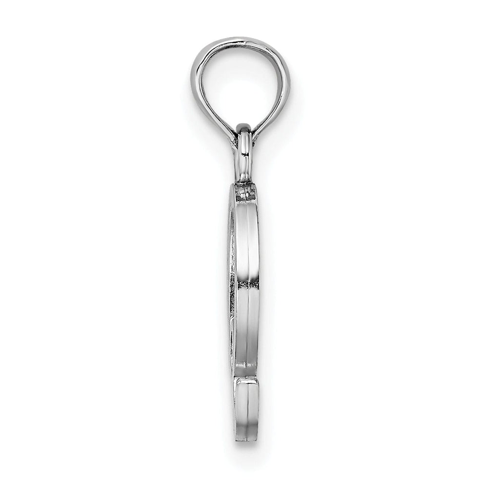 14K White Gold Block Design Small Letter Q Initial Charm Pendant