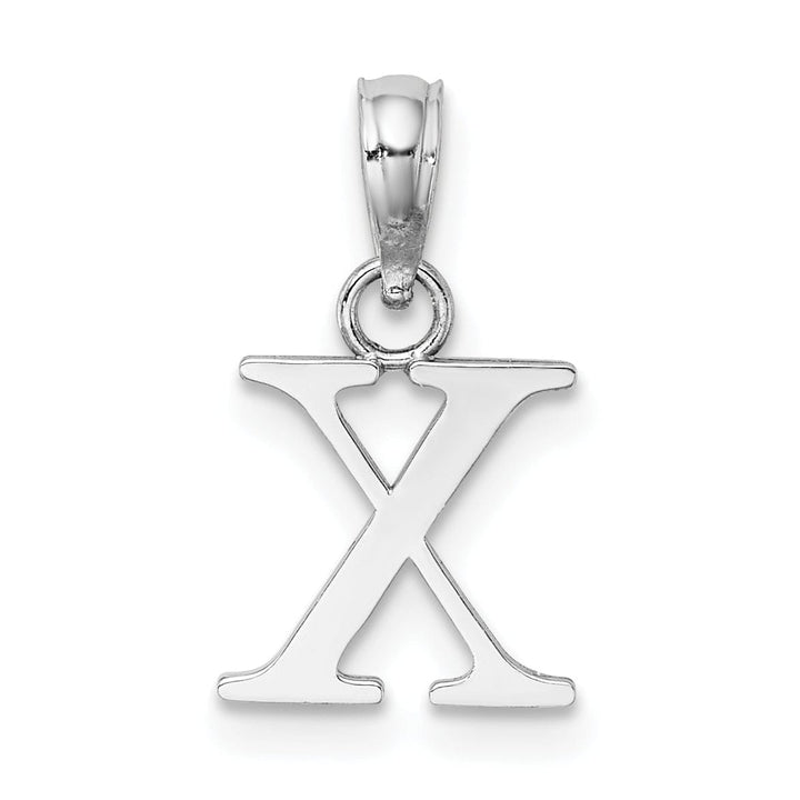 14K White Gold Block Design Small Letter X Initial Charm Pendant