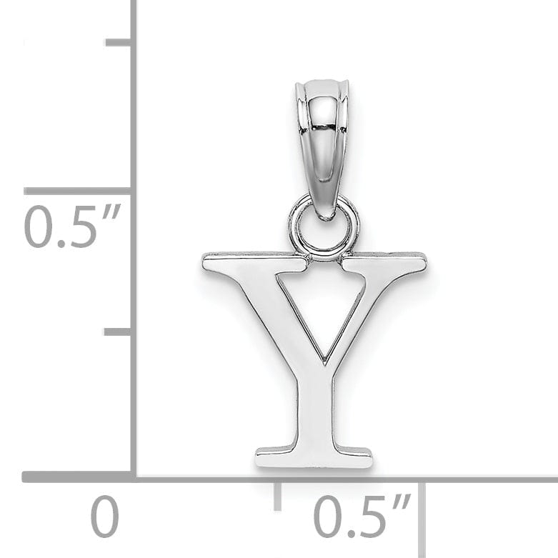 14K White Gold Block Design Small Letter Y Initial Charm Pendant