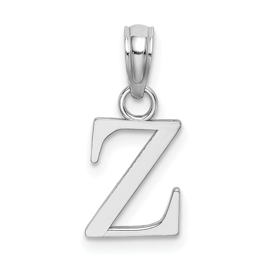 14K White Gold Block Design Small Letter Z Initial Charm Pendant