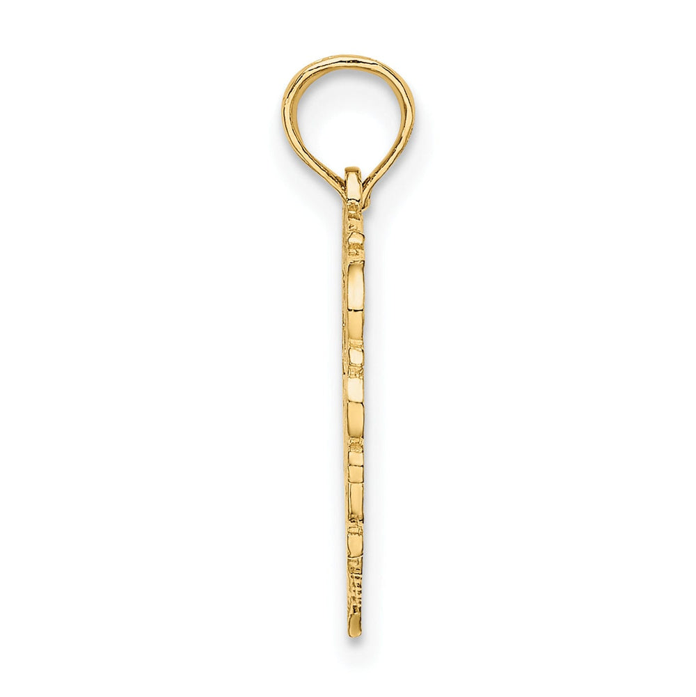 14K Yellow Gold Heart Shape Fancy Script Letter H Initial Charm Pendant