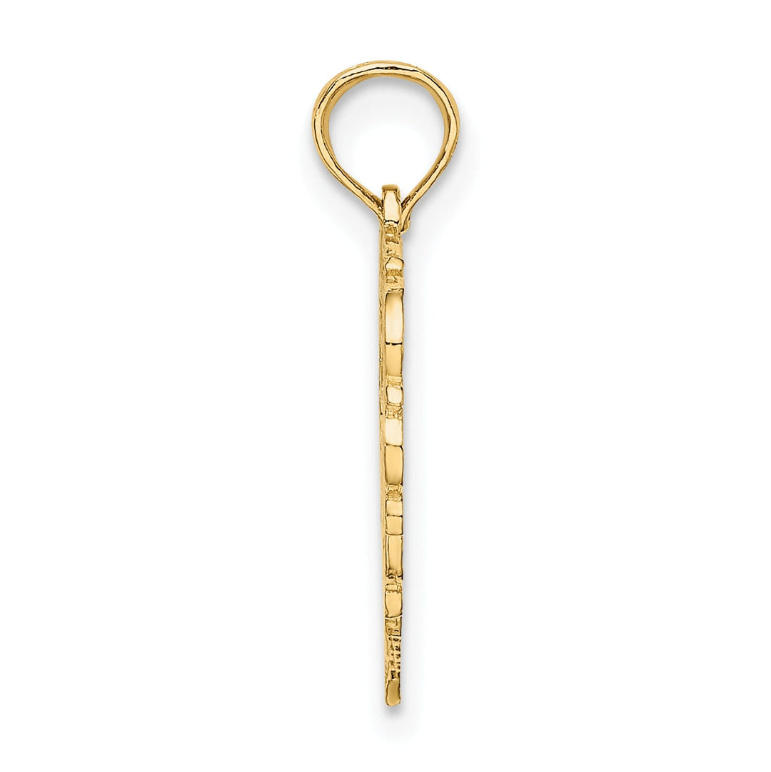 14K Yellow Gold Heart Shape Fancy Script Letter H Initial Charm Pendant