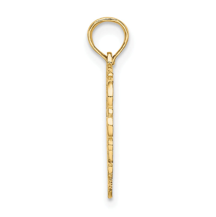 14K Yellow Gold Heart Shape Fancy Script Letter H Initial Charm Pendant