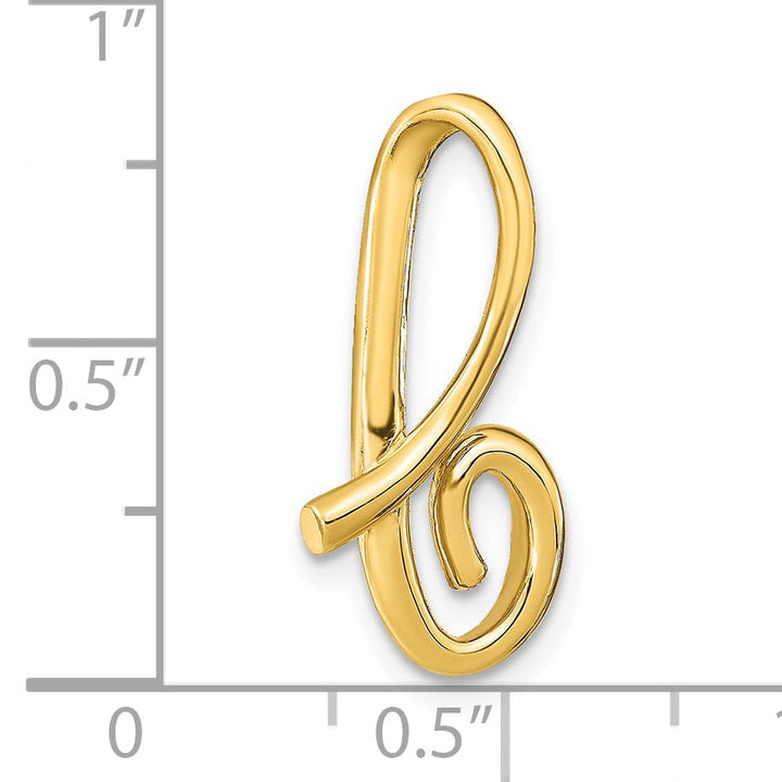 14k Yellow Gold Script Design Large Letter B Initial Slide Pendant