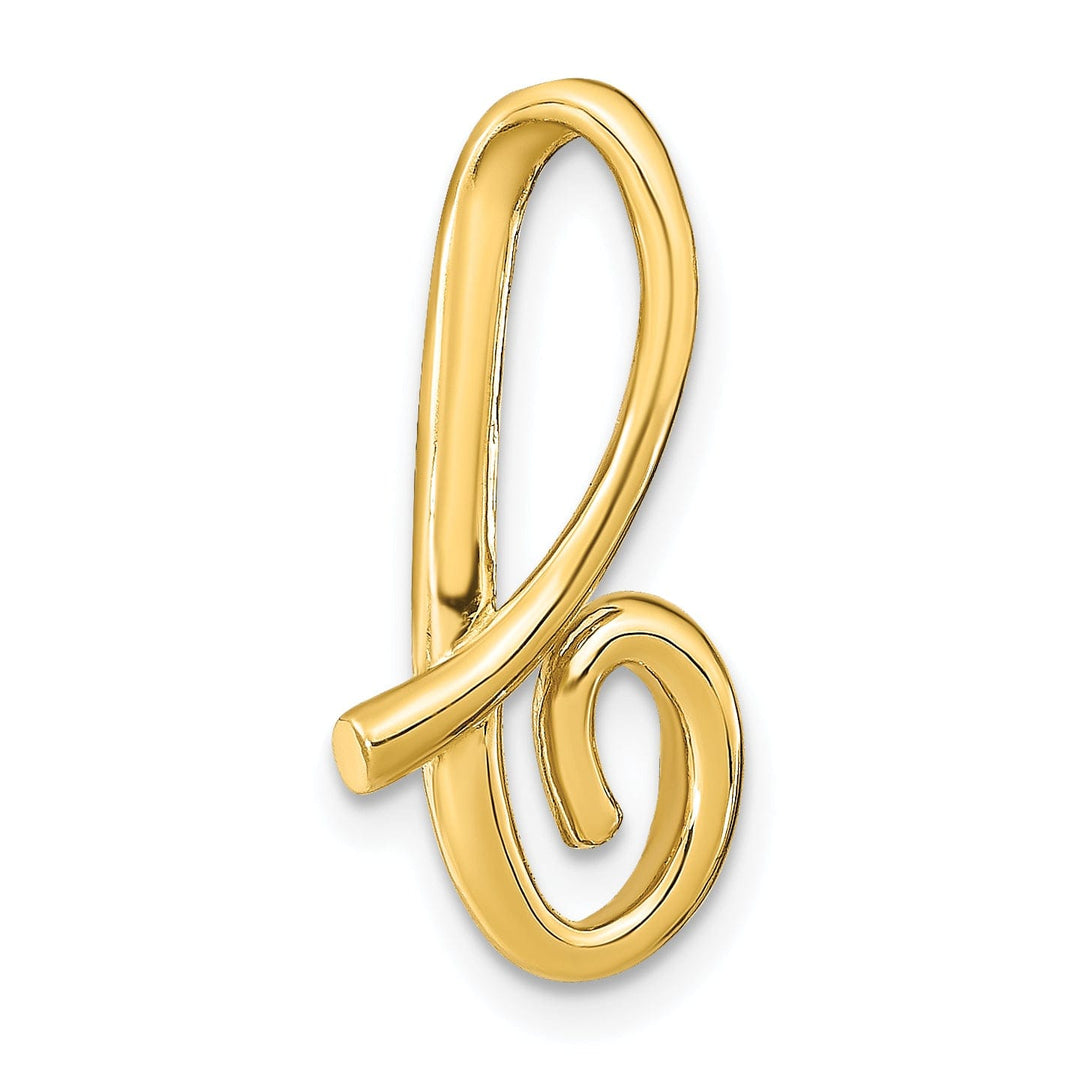 14k Yellow Gold Script Design Large Letter B Initial Slide Pendant