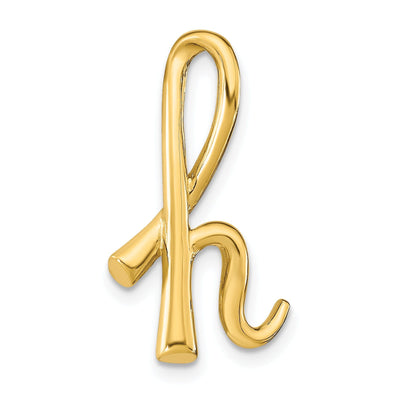14k Yellow Gold Script Design Large Letter H Initial Slide Pendant
