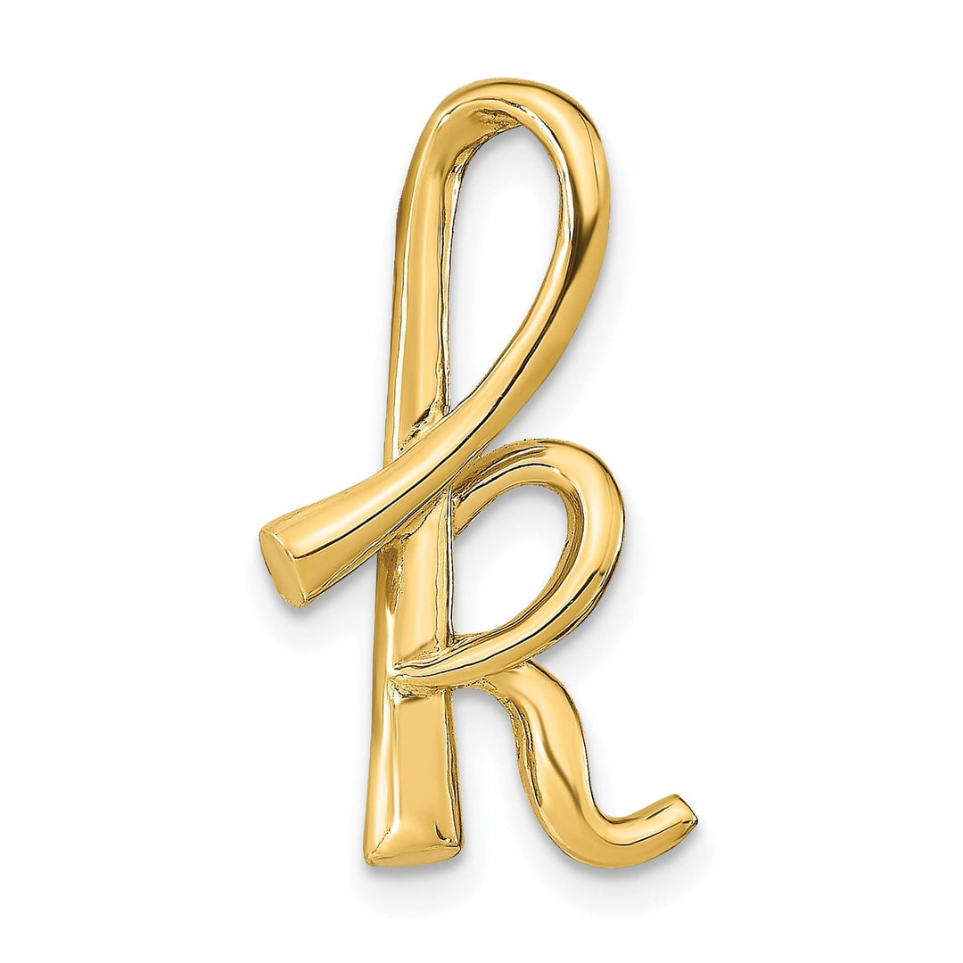 14k Yellow Gold Script Design Large Letter K Initial Slide Pendant