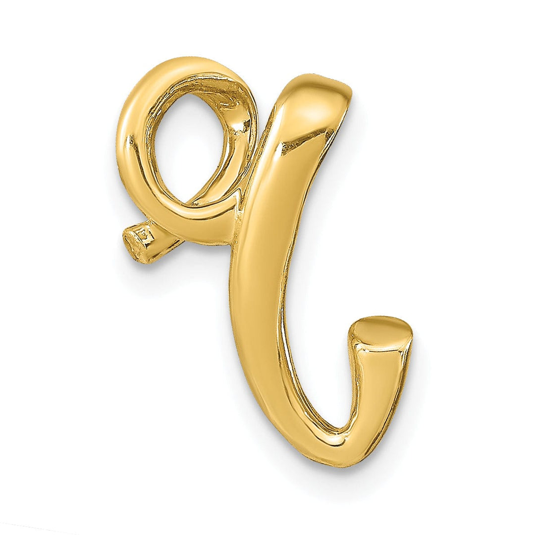 14k Yellow Gold Script Design Large Letter R Initial Slide Pendant