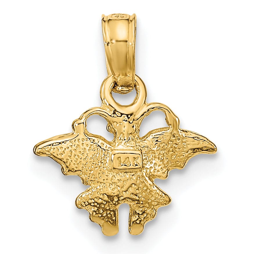 14K Yellow Gold Textured Solid Polished Finish Mini Butterfly Charm Pendant