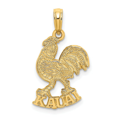 14K Yellow Gold Polished Textured Finish KAUAI Rooster Charm Pendant at $ 99.92 only from Jewelryshopping.com