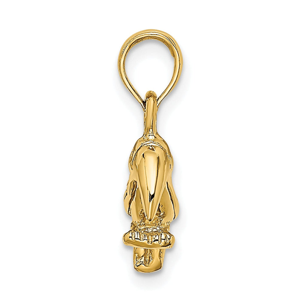 14K Yellow Gold Textured Polished Finish 3-Dimensional Toucan Bird Charm Pendant