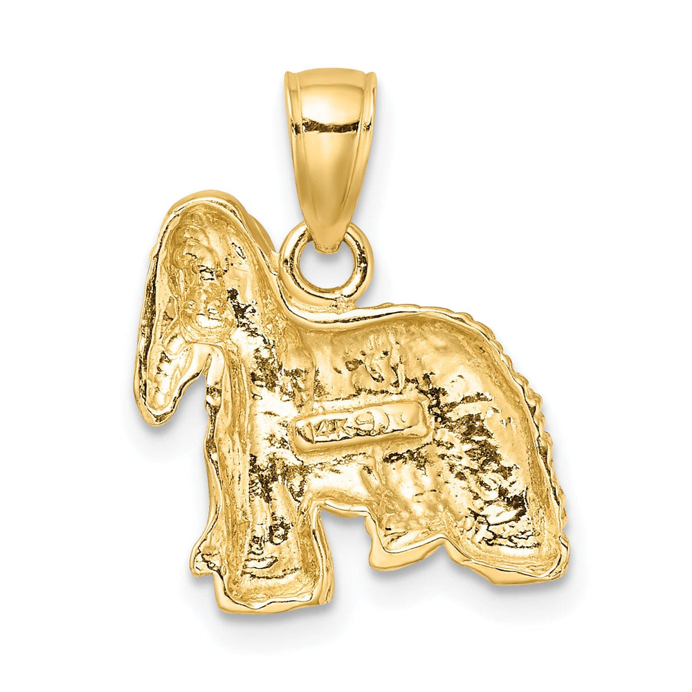 14k Yellow Gold Open Back Textured Polished Finish Cocker Spaniel Dog Charm Pendant