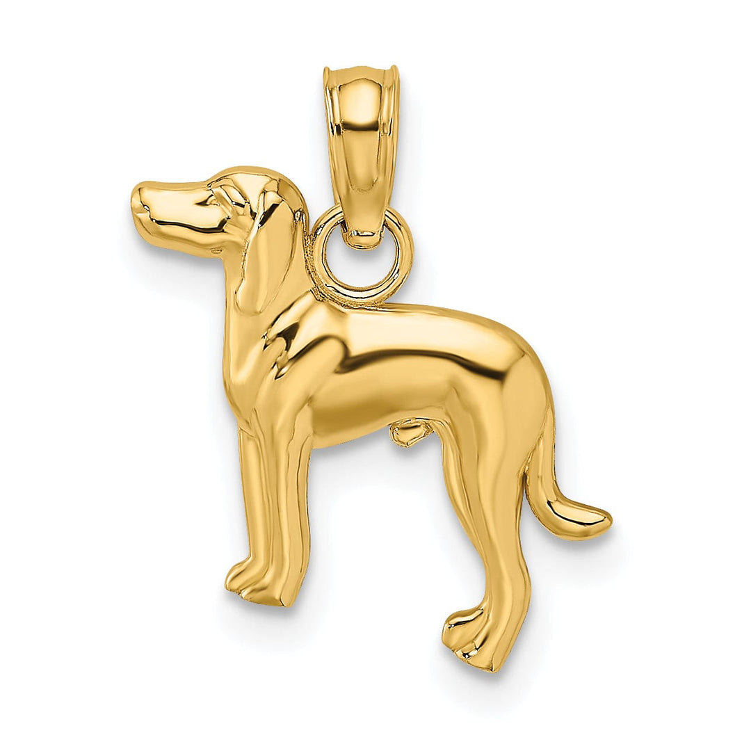 14k Yellow Gold Open Back Polished Finish Greyhound Dog Charm Pendant