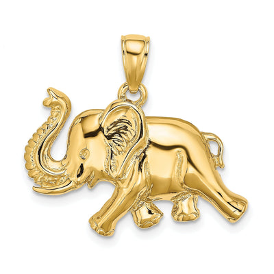 14K Yellow Gold Polished Finish 2-Dimensional Elephant Running with Raised Trunk Charm Pendant at $ 352 only from Jewelryshopping.com