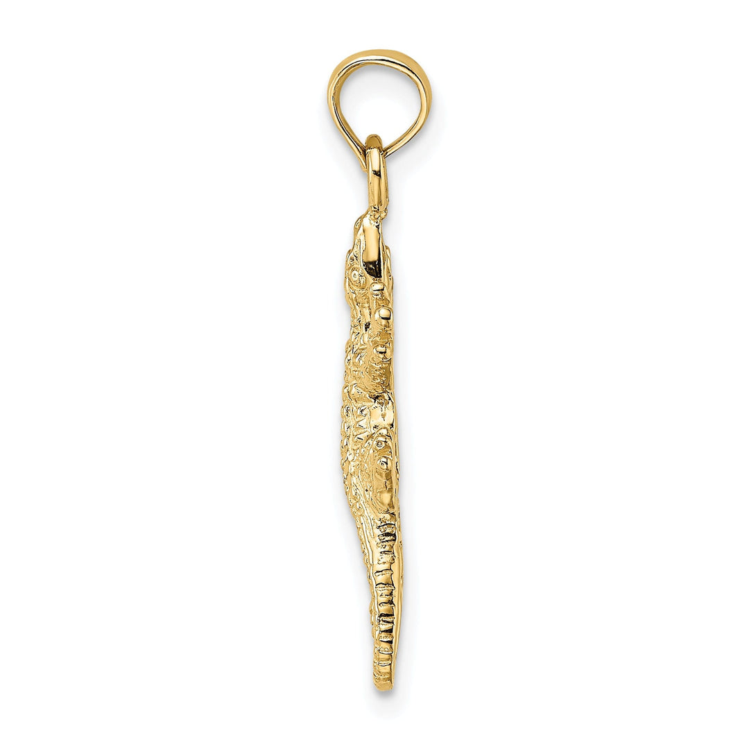 14K Yellow Gold Textured Polished Finish 2-D Lizard Charm Pendant