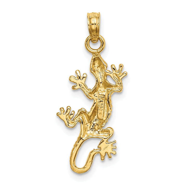 14K Yellow Gold Textured Polished Finish 2-D Lizard Charm Pendant