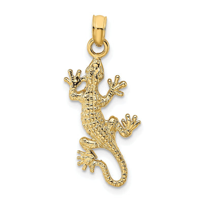14K Yellow Gold Textured Polished Finish 2-D Lizard Charm Pendant
