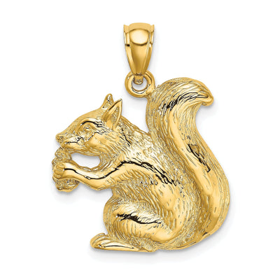 14K Yellow Gold Open Back Textured Polished Finish Sitting Squirrel Charm Pendant at $ 365.4 only from Jewelryshopping.com