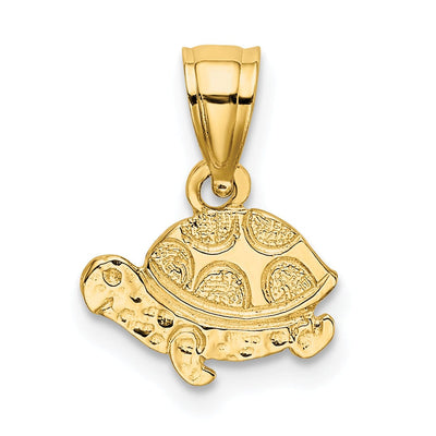 14k Yellow Gold Flat Back Textuted and Polished Finish Solid Casted Engraved Mini Turtle Charm Pendant at $ 35.38 only from Jewelryshopping.com