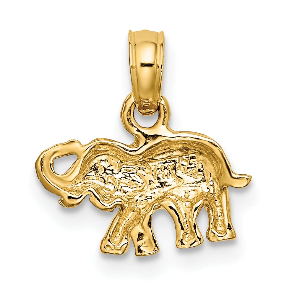 14K Yellow Gold Polished Finish Small Elephant Charm Pendant