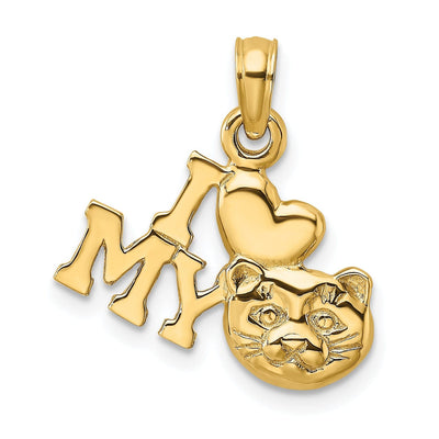 14k Yellow Gold Solid Polished Finish I HEART MY CAT Talking Charm Pendant at $ 161.33 only from Jewelryshopping.com