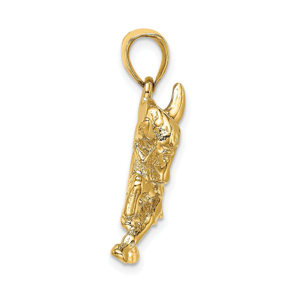 14K Yellow Gold Open Back Polished Finish Raging Bull with Horns Charm Pendant