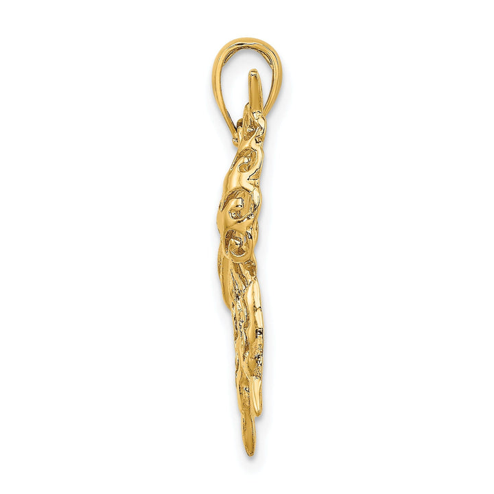14k Yellow Gold Open Back Textured Solid Polished Finish Cut-Out Butterfly Charm
