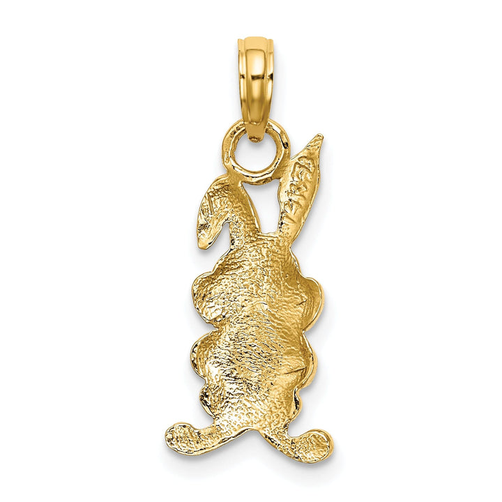 14K Yellow Gold Textured Polished Finish Rabbit Charm Pendant