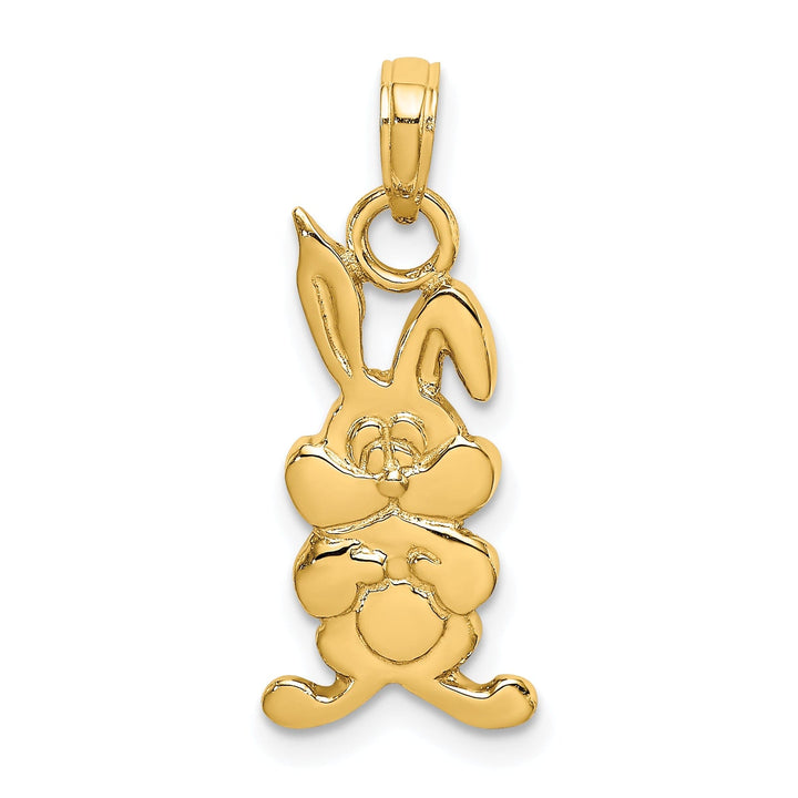 14K Yellow Gold Textured Polished Finish Rabbit Charm Pendant