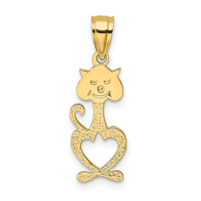 14K Yellow Gold Textured Polished Finish Cut-Out Engraved Cat Design Charm Pendant at $ 50.54 only from Jewelryshopping.com