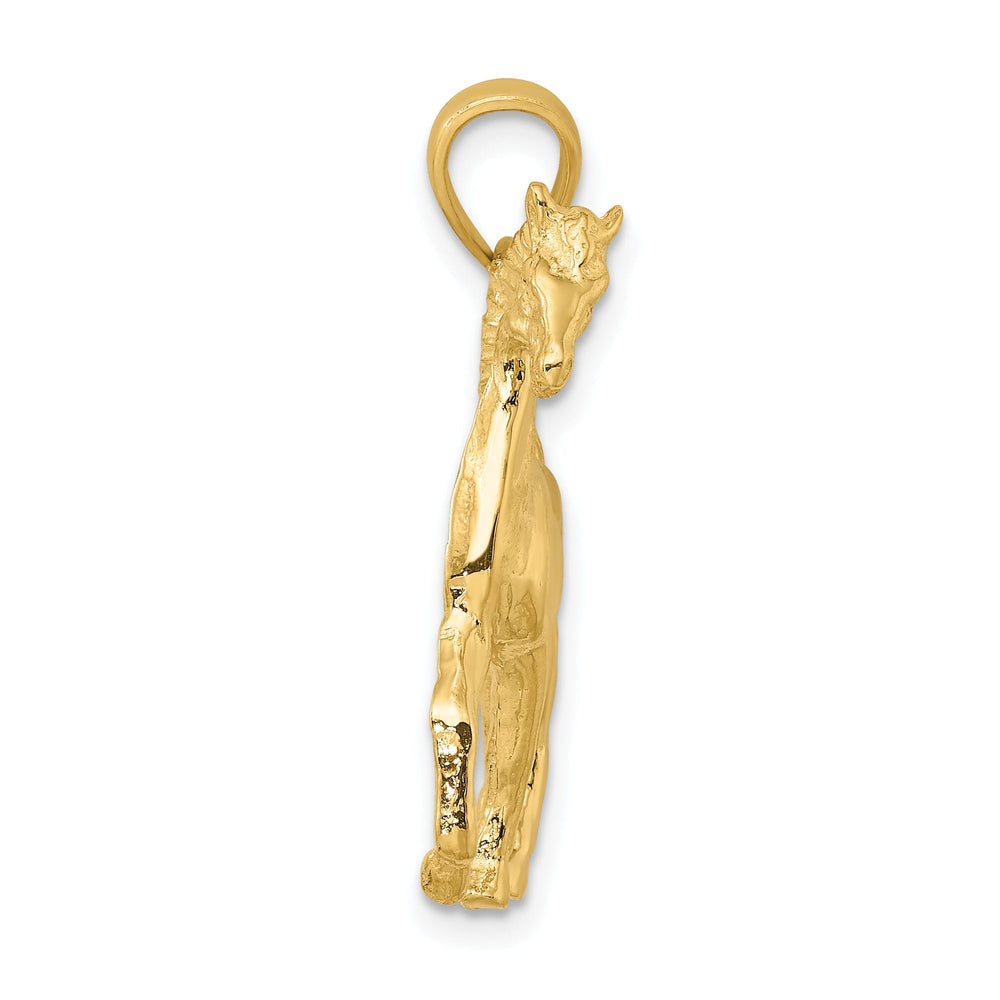 14K Yellow Gold Polished Finish Walking Horse Charm Pendant