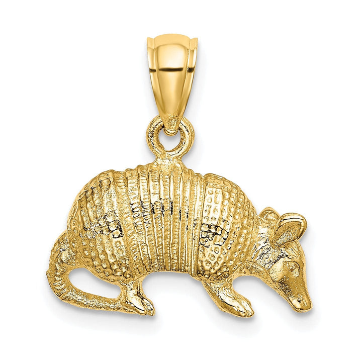 14K Yellow Gold Textured Polished Finish 3-Dimentional Armadillo Charm Pendant