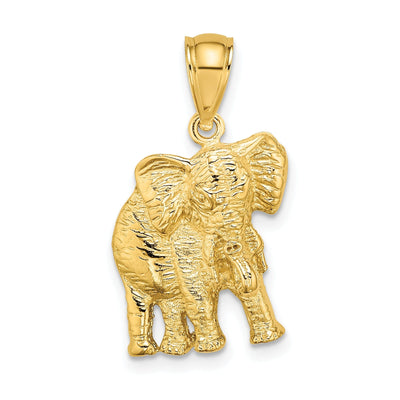 14K Yellow Gold Textured Polished Finish 2-Dimensional Elephant With Tusk Charm Pendant at $ 259.59 only from Jewelryshopping.com