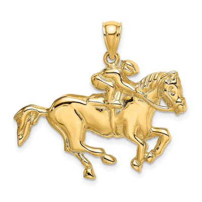 14K Yellow Gold Open Back Polished Finish Jockey on Horse Charm Pendant at $ 528.97 only from Jewelryshopping.com