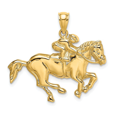 14K Yellow Gold Open Back Polished Finish Jockey on Horse Charm Pendant at $ 528.97 only from Jewelryshopping.com