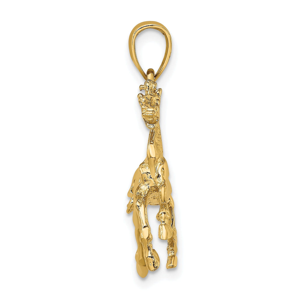 14K Yellow Gold Polished Finish 3-Dimensional Horse Trotting Charm Pendant