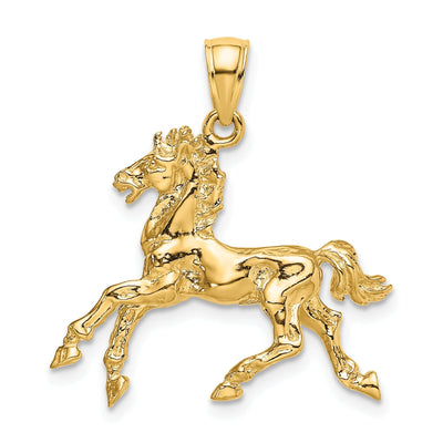 14K Yellow Gold Polished Finish 3-Dimensional Horse Trotting Charm Pendant at $ 333.83 only from Jewelryshopping.com