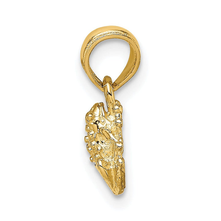 14K Yellow Gold Textured Polished Finish 2-D Mini Size Frog Charm Pendant