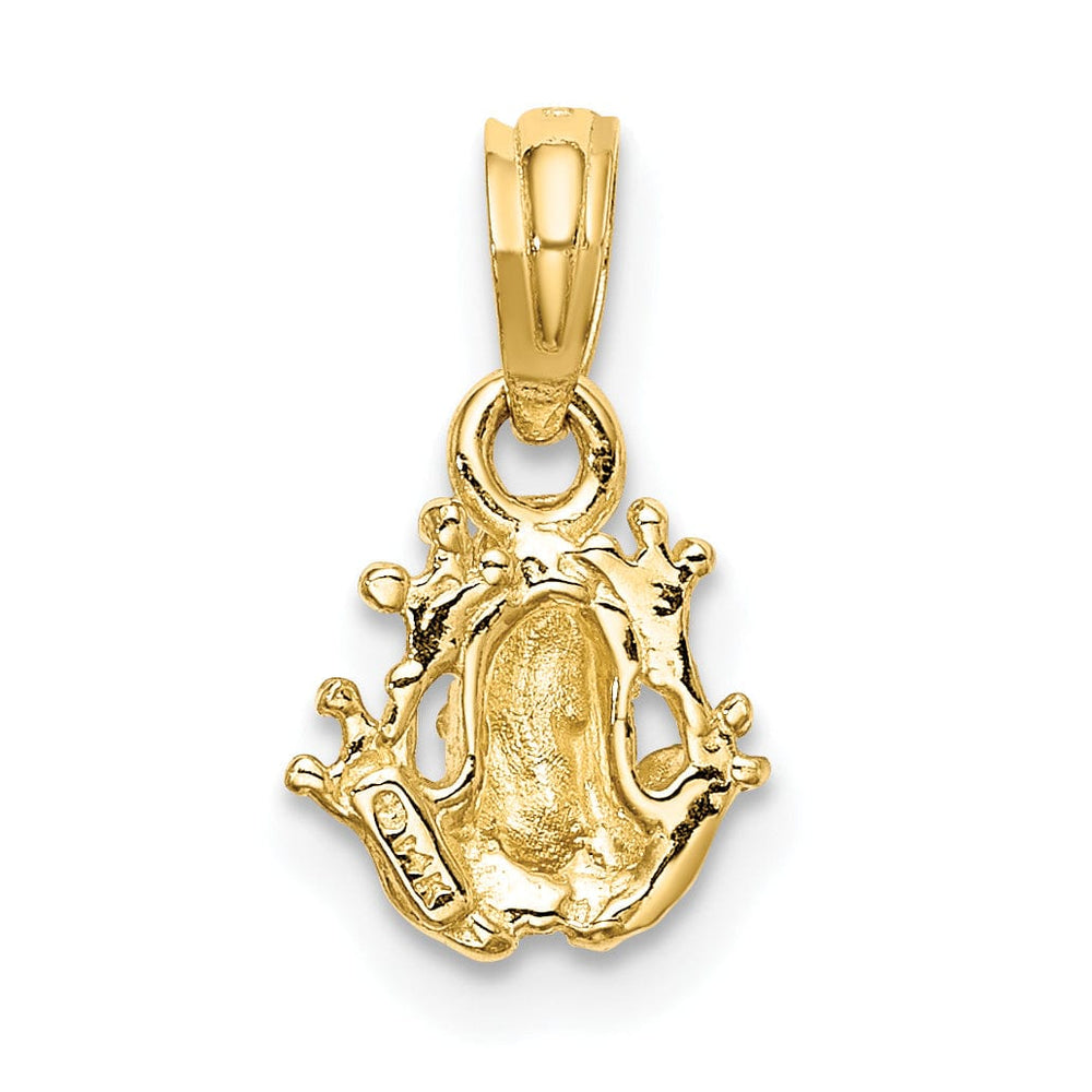 14K Yellow Gold Textured Polished Finish 2-D Mini Size Frog Charm Pendant