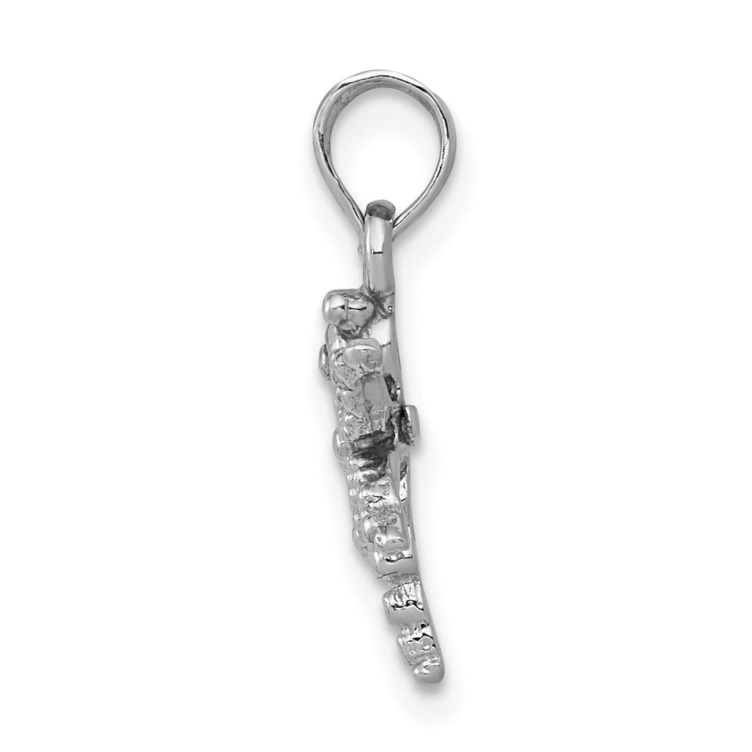 14K White Gold Polished Finish 2-D Mini Dragonfly Charm Pendant