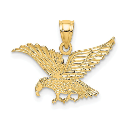 14K Yellow Gold Polished Texture Back Finish Engraved Flat Eagle Charm Pendant at $ 72.44 only from Jewelryshopping.com