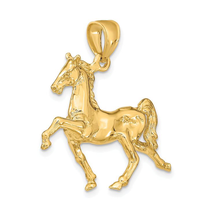 14K Yellow Gold Polished Finish 3-Dimensional Tennessee Walking Horse Charm Pendant