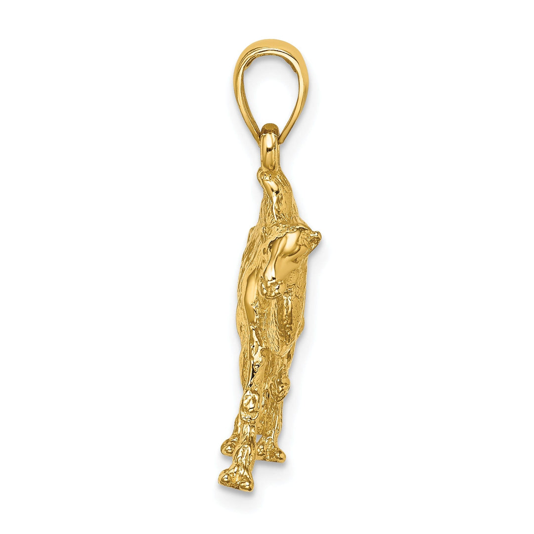 14K Yellow Gold Polished Finish 3-Dimensional Camel Walking Design Charm Pendant