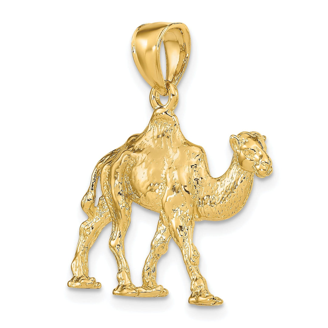 14K Yellow Gold Polished Finish 3-Dimensional Camel Walking Design Charm Pendant