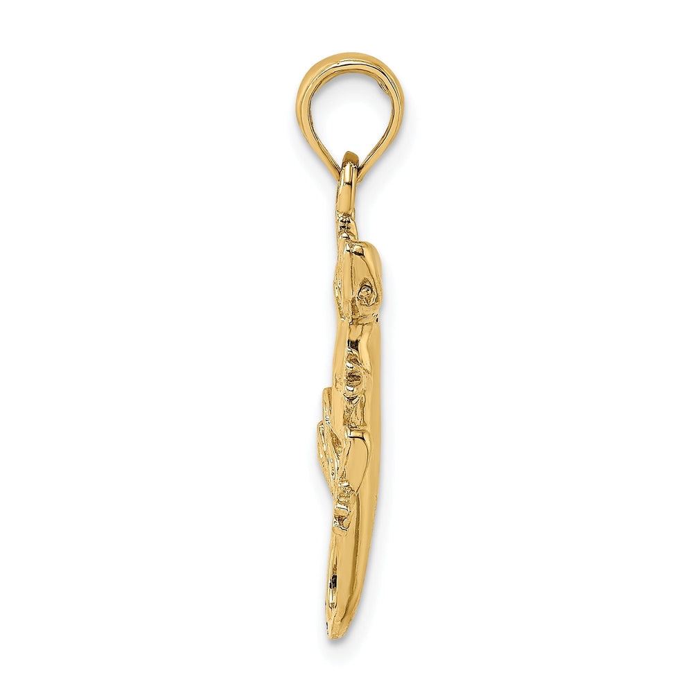 14K Yellow Gold Polished Finish 2-Dimensional Gecko Charm Pendant