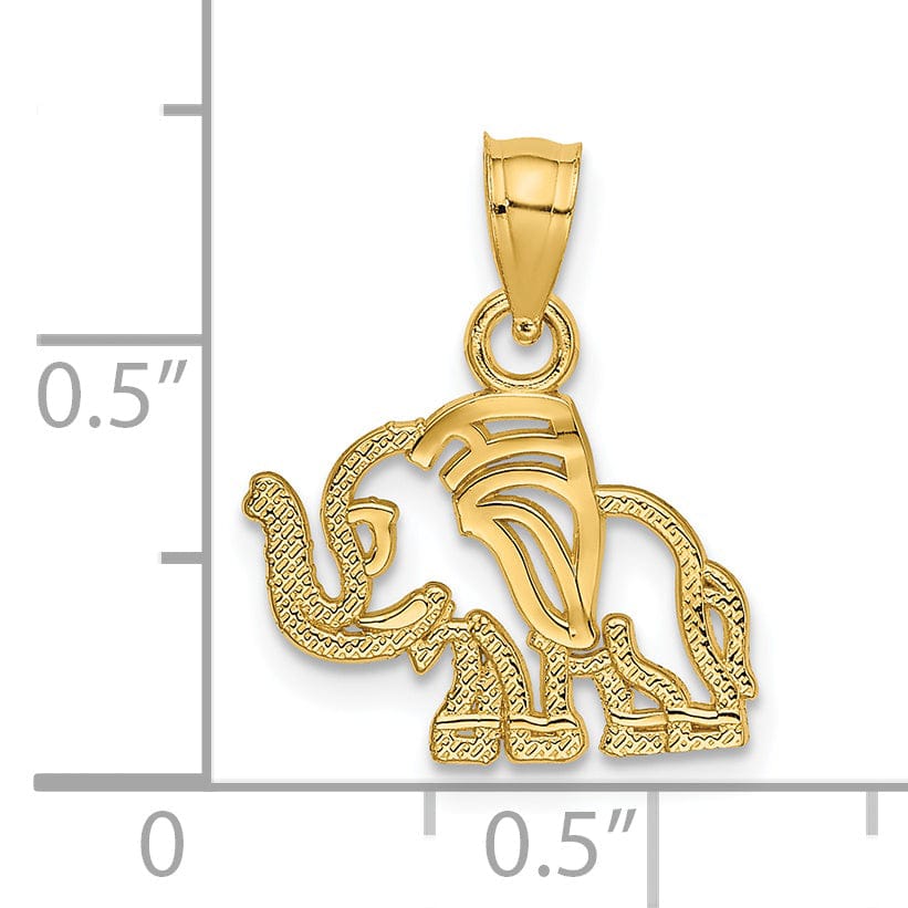 14K Yellow Gold Polished Finish Flat Cut Out Design Elephant Charm Pendant