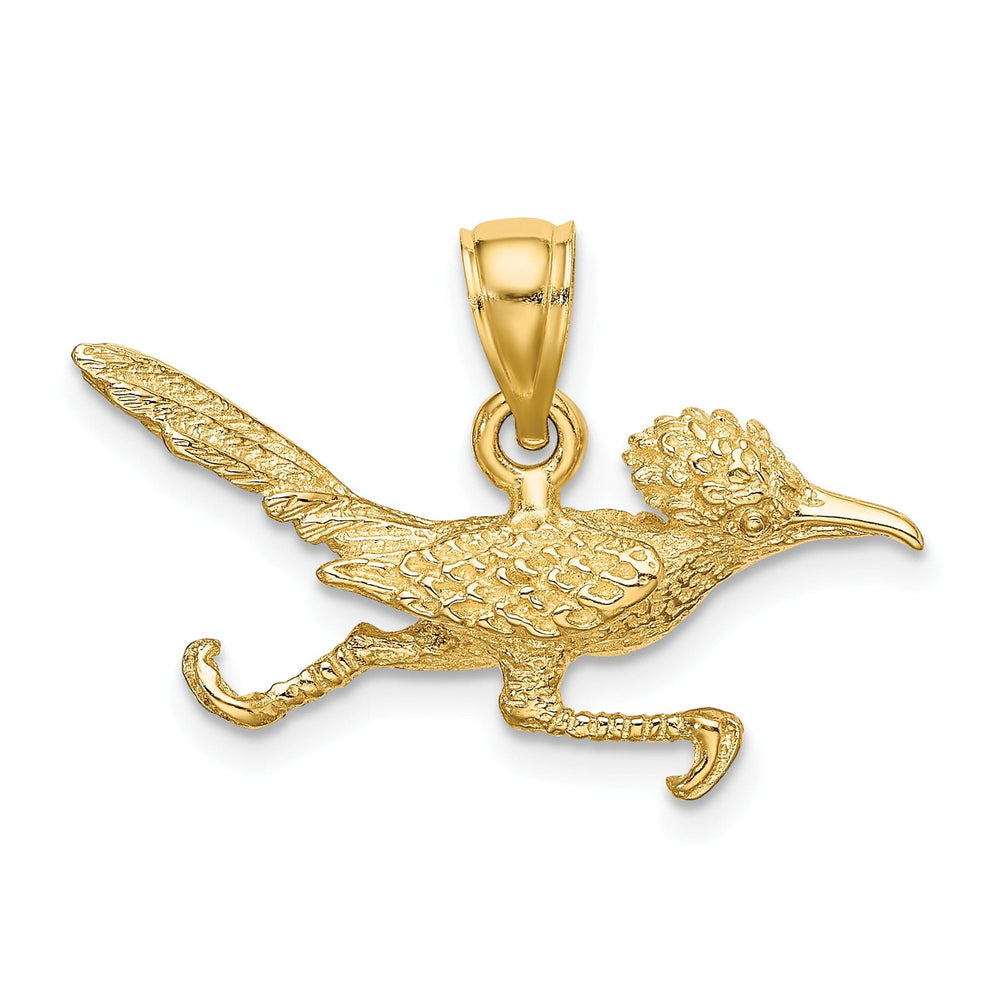 14K Yellow Gold 3-D Polished Textured Finish Road Runner Pendant