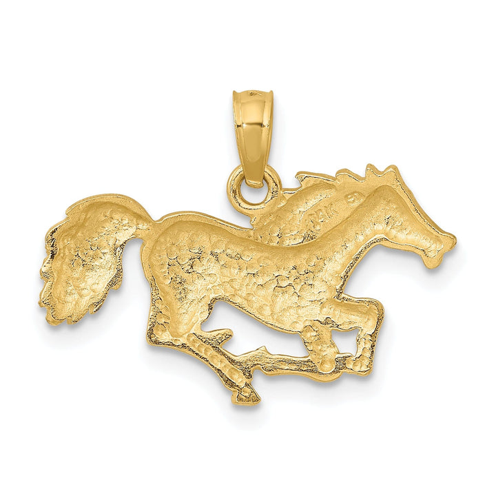 14K Yellow Gold Open Back Polished Finish Galloping Horse Charm Pendant