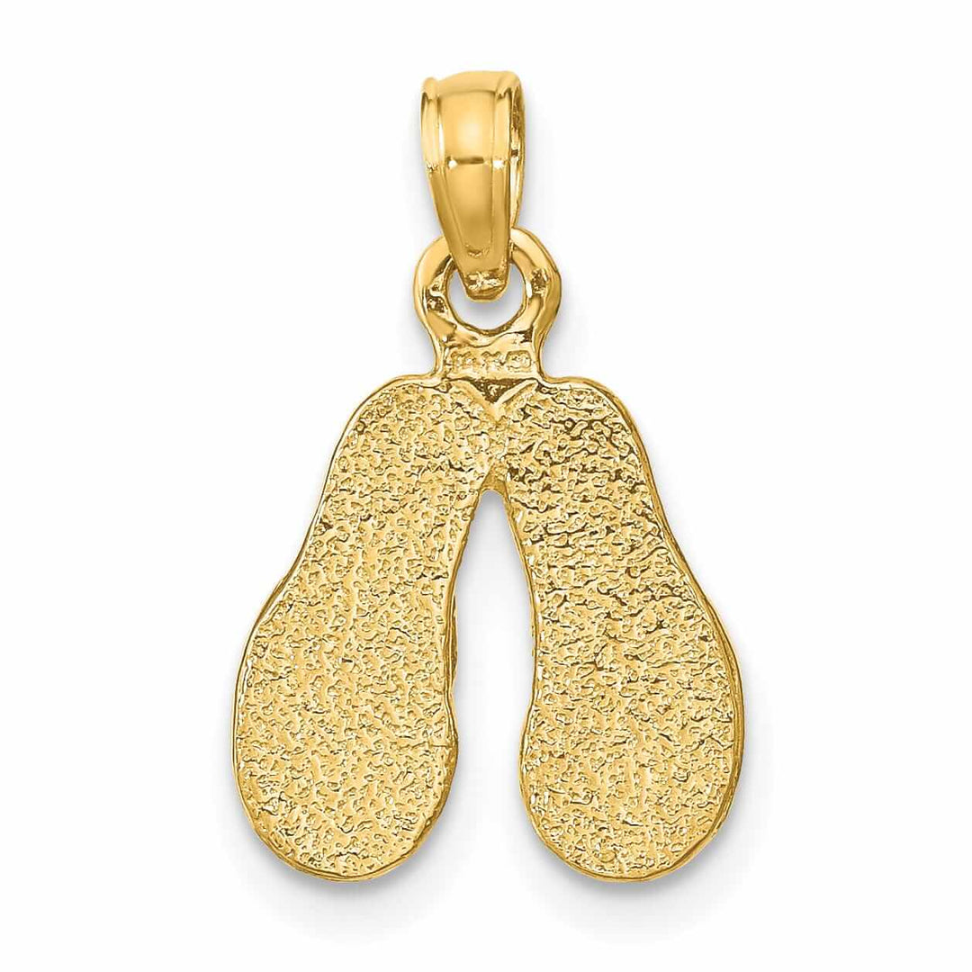 14k Yellow Gold 3-Dimensional Textured Polished Multi Color Enamel Finish Double Flip-Flop Sandal Charm Pendant